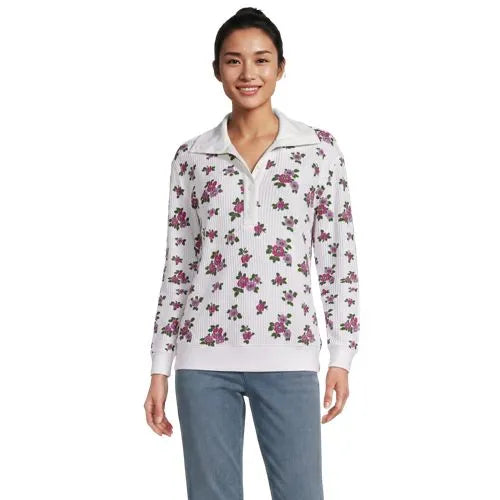 Women's Long Sleeve Waffle Button Up Henley