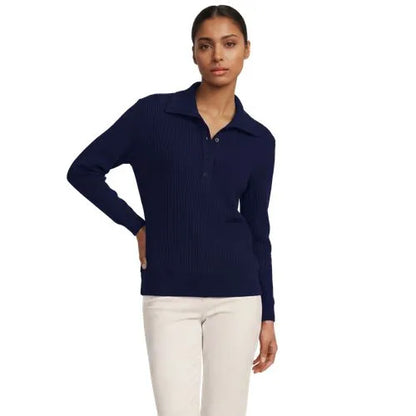 Women's Long Sleeve Waffle Button Up Henley