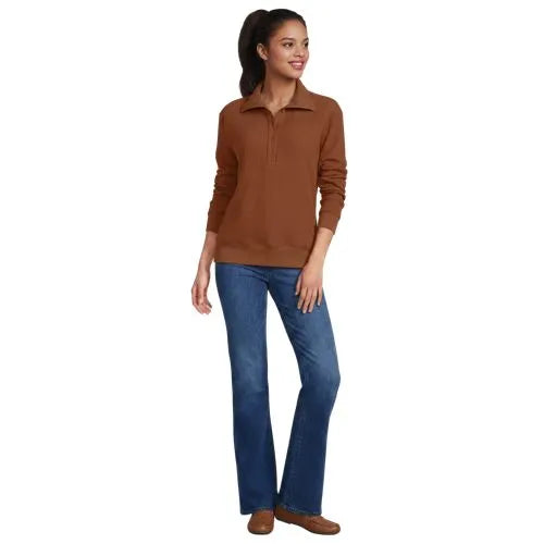 Women's Long Sleeve Waffle Button Up Henley