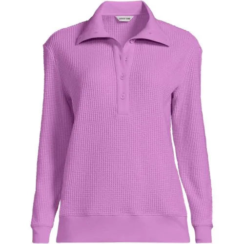 Women's Long Sleeve Waffle Button Up Henley