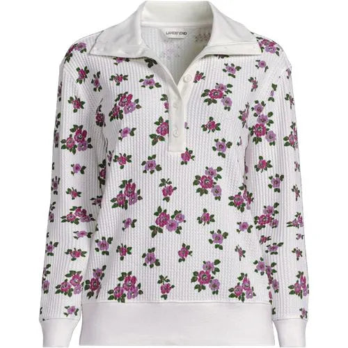 Women's Long Sleeve Waffle Button Up Henley