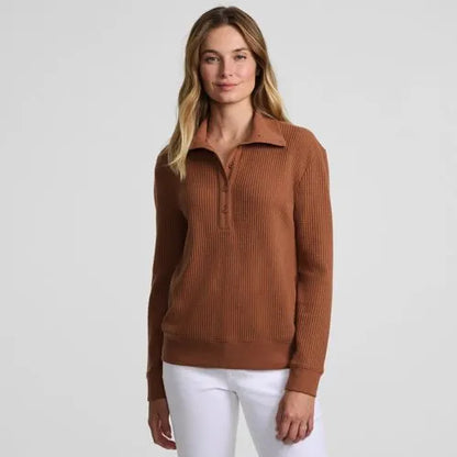 Women's Long Sleeve Waffle Button Up Henley