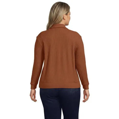 Women's Long Sleeve Waffle Button Up Henley