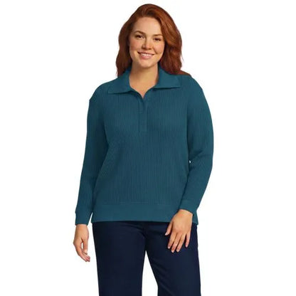 Women's Long Sleeve Waffle Button Up Henley