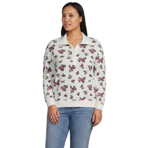 Women's Long Sleeve Waffle Button Up Henley