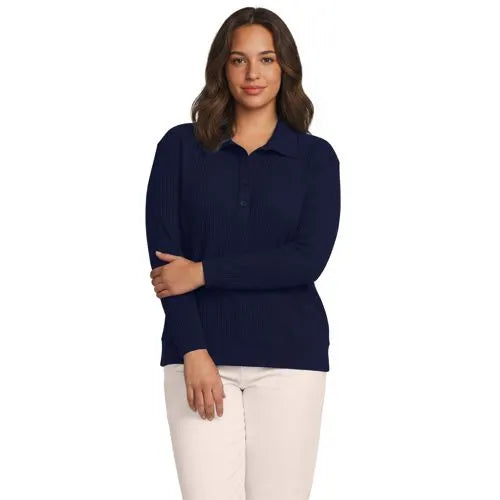 Women's Long Sleeve Waffle Button Up Henley