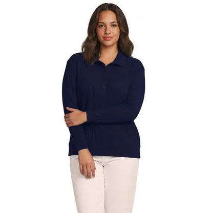 Women's Long Sleeve Waffle Button Up Henley