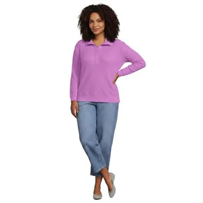 Women's Long Sleeve Waffle Button Up Henley