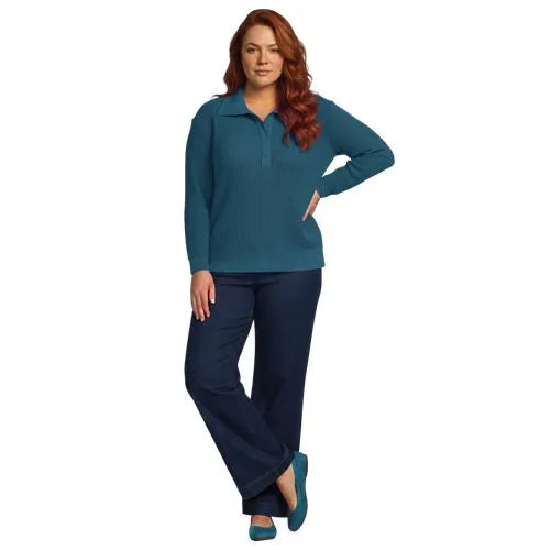 Women's Long Sleeve Waffle Button Up Henley