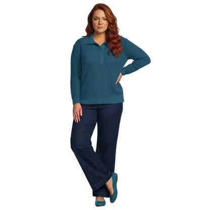 Women's Long Sleeve Waffle Button Up Henley