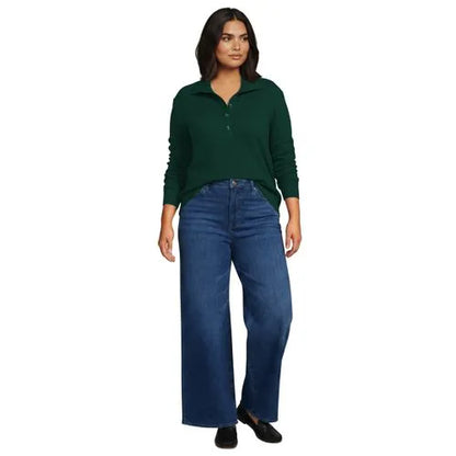 Women's Long Sleeve Waffle Button Up Henley