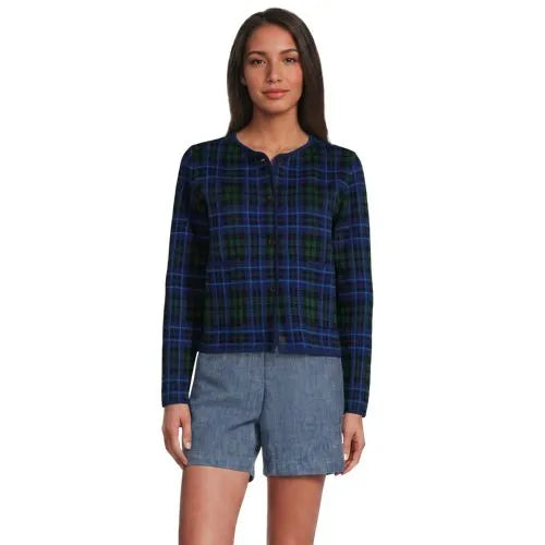 Women's Fine Gauge Cotton Jacquard Blazer Sweater