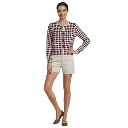 Women's Fine Gauge Cotton Jacquard Blazer Sweater