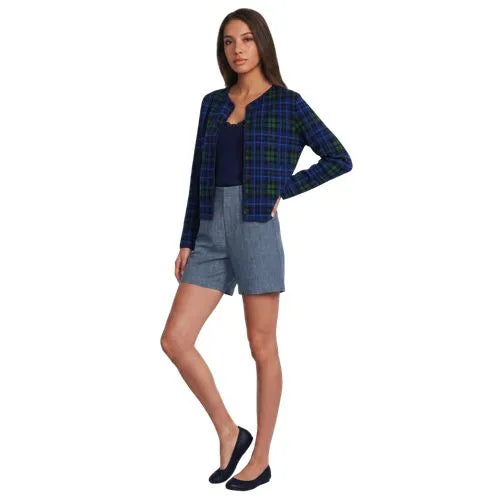 Women's Fine Gauge Cotton Jacquard Blazer Sweater