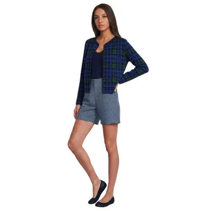 Women's Fine Gauge Cotton Jacquard Blazer Sweater
