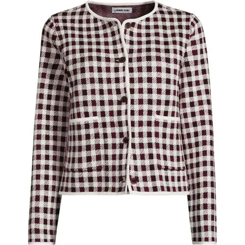 Women's Fine Gauge Cotton Jacquard Blazer Sweater