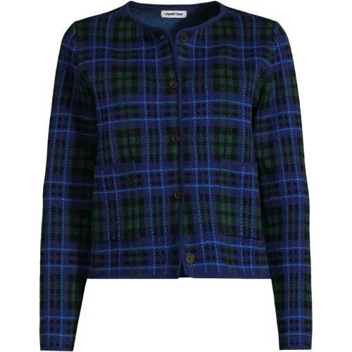 Women's Fine Gauge Cotton Jacquard Blazer Sweater