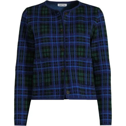 Women's Fine Gauge Cotton Jacquard Blazer Sweater