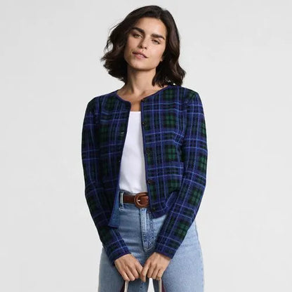Women's Fine Gauge Cotton Jacquard Blazer Sweater