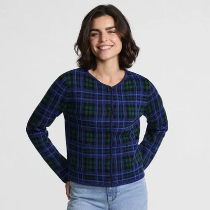 Women's Fine Gauge Cotton Jacquard Blazer Sweater