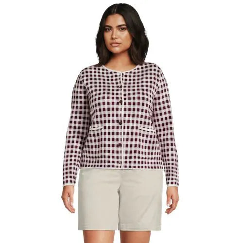 Women's Fine Gauge Cotton Jacquard Blazer Sweater