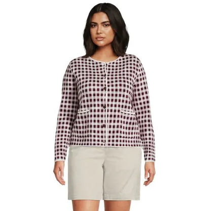Women's Fine Gauge Cotton Jacquard Blazer Sweater