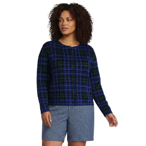 Women's Fine Gauge Cotton Jacquard Blazer Sweater
