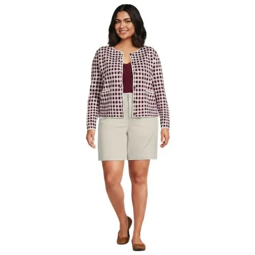 Women's Fine Gauge Cotton Jacquard Blazer Sweater