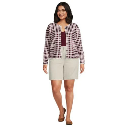 Women's Fine Gauge Cotton Jacquard Blazer Sweater