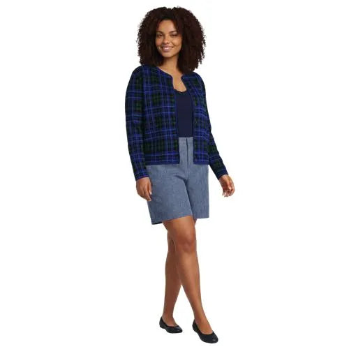 Women's Fine Gauge Cotton Jacquard Blazer Sweater