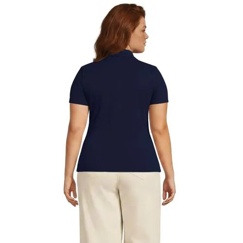 Women's Short Sleeve Micro Rib Woven Collar Polo