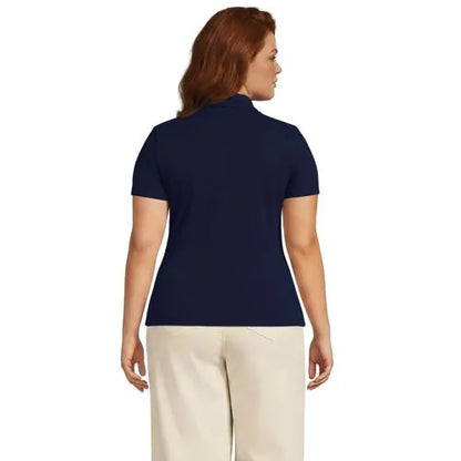 Women's Short Sleeve Micro Rib Woven Collar Polo