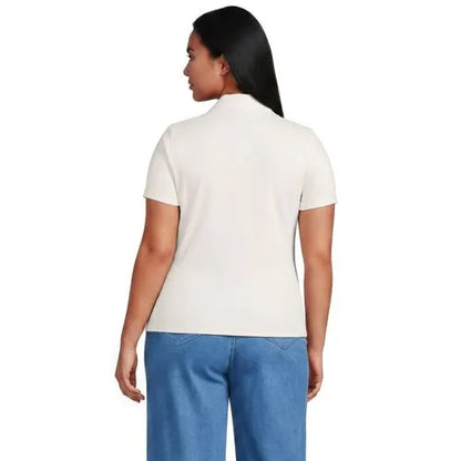 Women's Short Sleeve Micro Rib Woven Collar Polo