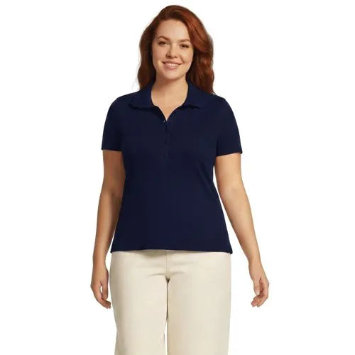 Women's Short Sleeve Micro Rib Woven Collar Polo