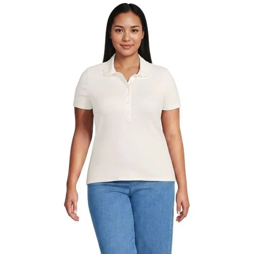 Women's Short Sleeve Micro Rib Woven Collar Polo