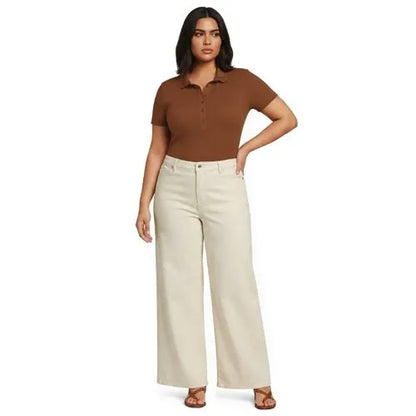 Women's Short Sleeve Micro Rib Woven Collar Polo