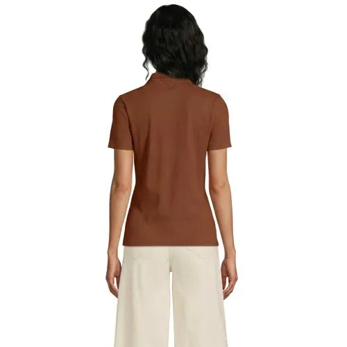 Women's Short Sleeve Micro Rib Woven Collar Polo