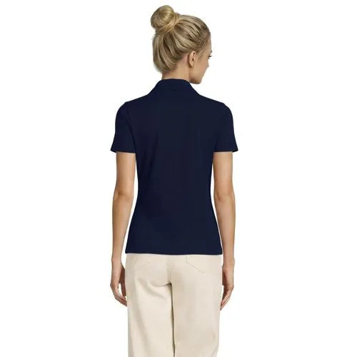 Women's Short Sleeve Micro Rib Woven Collar Polo