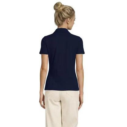 Women's Short Sleeve Micro Rib Woven Collar Polo