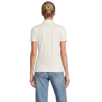 Women's Short Sleeve Micro Rib Woven Collar Polo