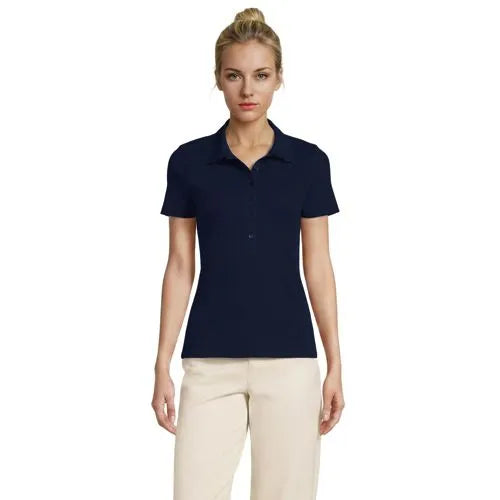 Women's Short Sleeve Micro Rib Woven Collar Polo
