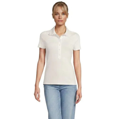 Women's Short Sleeve Micro Rib Woven Collar Polo