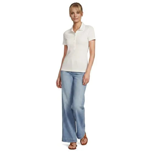 Women's Short Sleeve Micro Rib Woven Collar Polo