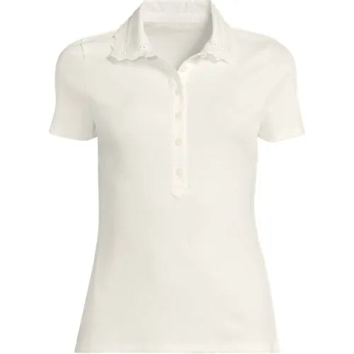 Women's Short Sleeve Micro Rib Woven Collar Polo