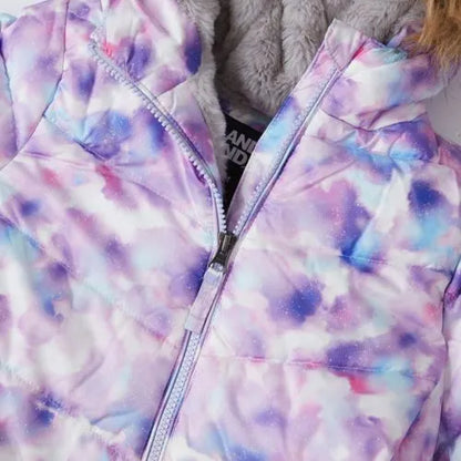 Girls Fleece Lined Printed Parka