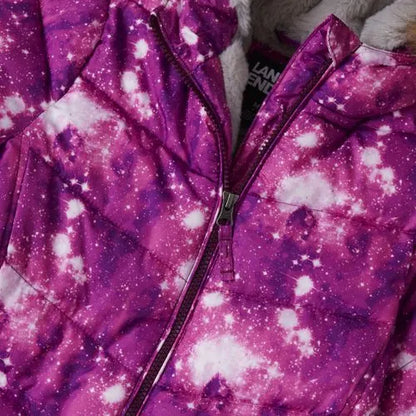 Girls Fleece Lined Printed Parka