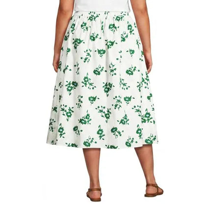 Women's Poplin Pull On Midi Skirt