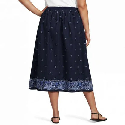 Women's Poplin Pull On Midi Skirt