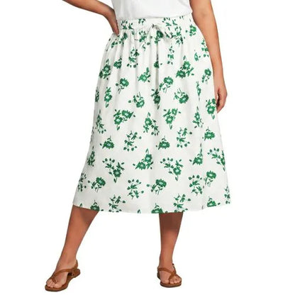 Women's Poplin Pull On Midi Skirt