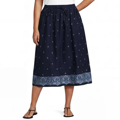 Women's Poplin Pull On Midi Skirt